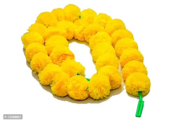 AOUDICHYA Artificial Marigold Wall Hanging Garlands String for Special Occasion Decoration, Home Decor Party |Office, Home| Festival Theme Decorative Item (Lemon Yellow) ( Set of 5)-thumb0