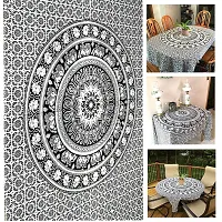 Parth Collection Cotton Elephant Mandala Hippie Single Bedsheet Tapestry Wall Hanging Beach Towel Picnic mat Decoration (Black and White, 54 x 84 inches)-thumb3