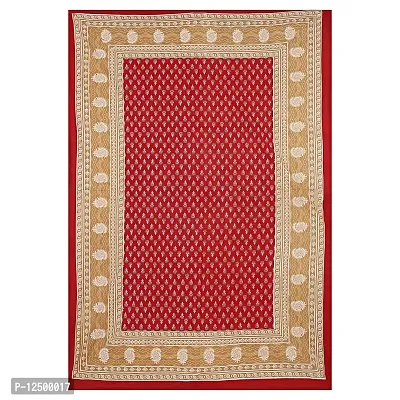 AOUDICHYA 300 TC Queen Size Double Bedsheet with Pillow Covers Pure Cotton Rajasthani Jaipuri Traditional Printed Bedcover Bedsheet with 2 Pillow Covers (Red, Queen (90 inches X 84 inches))-thumb2