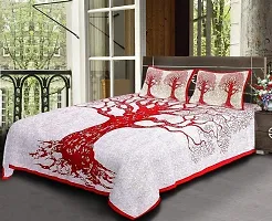 AOUDICHYA Tree Queen Size Double Bedsheet Pure Cotton Jaipuri Traditional Printed Bedcover Bedsheet with 2 Pillow Covers (Red)-thumb2