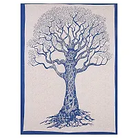 AOUDICHYA Tree Queen Size Double Bedsheet Pure Cotton Jaipuri Traditional Printed Bedcover Bedsheet with 2 Pillow Covers (Blue)-thumb2