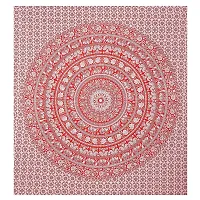 AOUDICHYA Queen Size Double Bedsheet Pure Cotton Rajasthani Traditional Printed Bedcover Bedsheet with 2 Pillow Covers (Red)-thumb1