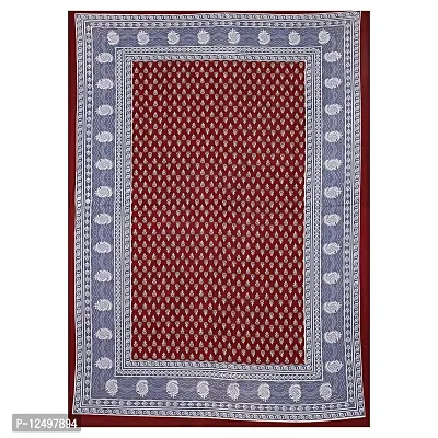 AOUDICHYA 300 TC Queen Size Double Bedsheet with Pillow Covers Pure Cotton Rajasthani Jaipuri Traditional Printed Bedcover Bedsheet with 2 Pillow Covers (Maroon, Queen (90 inches X 84 inches))-thumb3