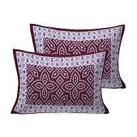 Parth Collection Queen Size Double Bed Sheet with Pillow Covers Pure Cotton Jaipuri Traditional Printed Bedcover (Brown, 84 X 90 Inches)-thumb1