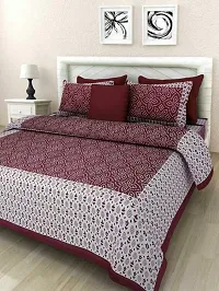 Parth Collection Queen Size Double Bed Sheet with Pillow Covers Pure Cotton Jaipuri Traditional Printed Bedcover (Brown, 84 X 90 Inches)-thumb4