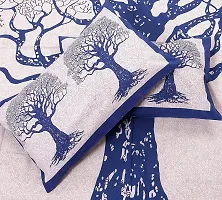 AOUDICHYA Tree Queen Size Double Bedsheet Pure Cotton Jaipuri Traditional Printed Bedcover Bedsheet with 2 Pillow Covers (Blue)-thumb3