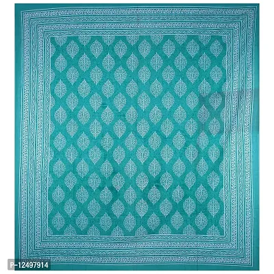 Khadgatta Handicrafts 300 TC Queen Size Double Bed Sheet with Pillow Covers Pure Cotton Rajasthani Traditional Printed Bedcover Bedsheet with 2 Pillow Covers (Sea Green)-thumb5