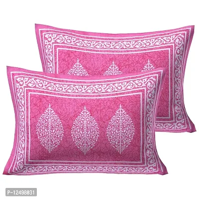 Parth Collection 300 TC Cotton Printed Double Bed Bedsheet with 2 Pillow Covers (84 X 90 Inches, Pink)-thumb4