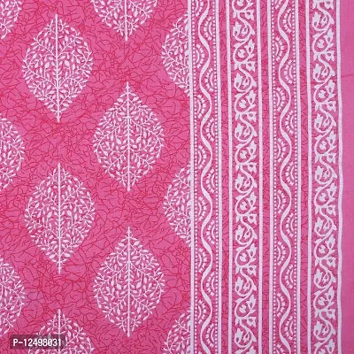 Parth Collection 300 TC Cotton Printed Double Bed Bedsheet with 2 Pillow Covers (84 X 90 Inches, Pink)-thumb5