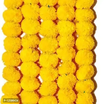 AOUDICHYA Artificial Marigold Wall Hanging Garlands String for Special Occasion Decoration, Home Decor Party |Office, Home| Festival Theme Decorative Item (Yellow) (Pack of 5)