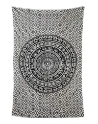 Parth Collection Cotton Elephant Mandala Hippie Single Bedsheet Tapestry Wall Hanging Beach Towel Picnic mat Decoration (Black and White, 54 x 84 inches)-thumb4