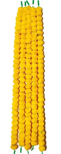 AOUDICHYA Artificial Marigold Wall Hanging Garlands String for Special Occasion Decoration, Home Decor Party |Office, Home| Festival Theme Decorative Item (Lemon Yellow) ( Set of 5)-thumb1