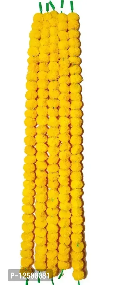 AOUDICHYA Artificial Marigold Wall Hanging Garlands String for Special Occasion Decoration, Home Decor Party |Office, Home| Festival Theme Decorative Item (Lemon Yellow) ( Set of 5)-thumb2