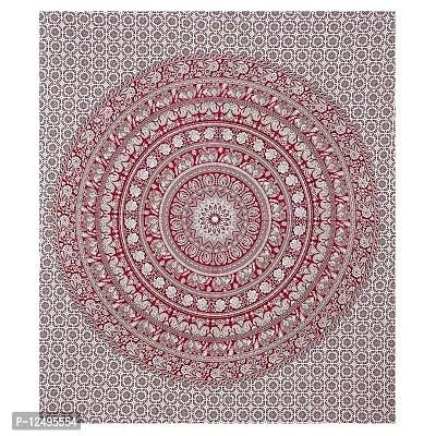 AOUDICHYA Elephant Queen Size Double Bedsheet Pure Cotton Rajasthani Jaipuri Traditional Printed Bedcover Bedsheet with 2 Pillow Covers (Maroon, Queen (90 inches X 84 inches))-thumb2