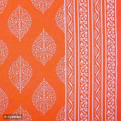 Parth Collection 300 TC Cotton Printed Double Bed Bedsheet Bedspread Traditional Rajasthani Jaipuri Printed Bedsheet with 2 Pillow Covers (Orange, Double (84 X 90 Inches))-thumb3