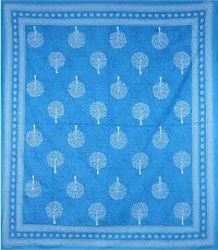 AOUDICHYA Queen Size Double Bedsheet Pure Cotton Rajasthani Jaipuri Traditional Printed Bedcover Bedsheet with 2 Pillow Covers (Turquoise, Queen (90 inches X 84 inches))-thumb1