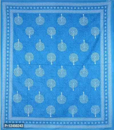 AOUDICHYA Queen Size Double Bedsheet Pure Cotton Rajasthani Jaipuri Traditional Printed Bedcover Bedsheet with 2 Pillow Covers (Turquoise, Queen (90 inches X 84 inches))-thumb2