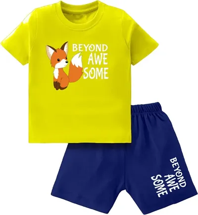 Stylish Cotton Printed T-shirt With Shorts Set For Boys