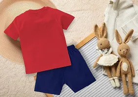 Elite Red Cotton Printed T-Shirts with Shorts For Boys-thumb2