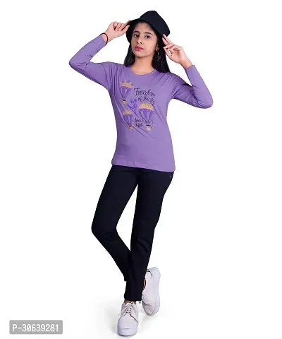 Stylish Purple Cotton Printed Tshirt For Girls