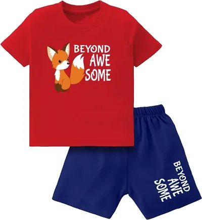 Elite Cotton Printed T-Shirts with Shorts For Boys