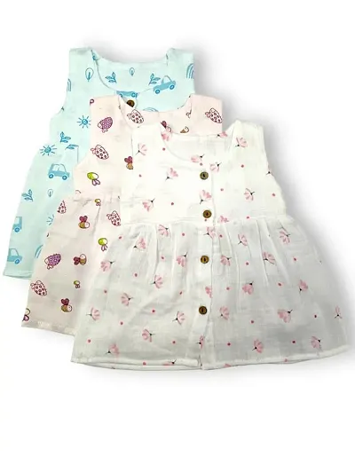 Stylish Muslin Frocks For Girl Pack Of 3