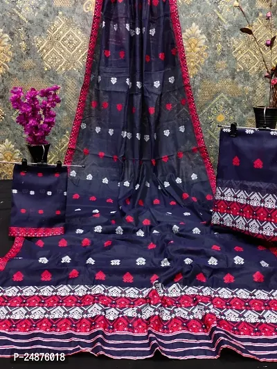 Embroidered Mekhela Chador Cotton Blend Saree