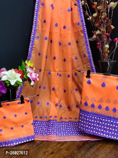 Embroidered Mekhela Chador Cotton Saree-thumb0