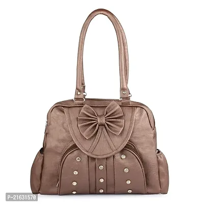 Stylish Peach PU Solid Handbags For Women