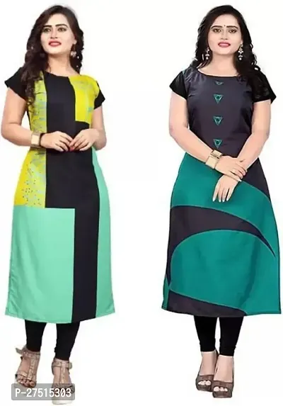 Fancy Crepe Kurtas For Women Pack Of 2-thumb0