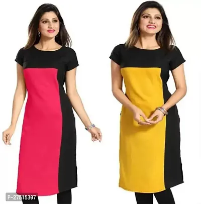 Fancy Crepe Kurtas For Women Pack Of 2-thumb0