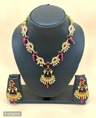 Designer Golden Brass Jewellery Set For Women