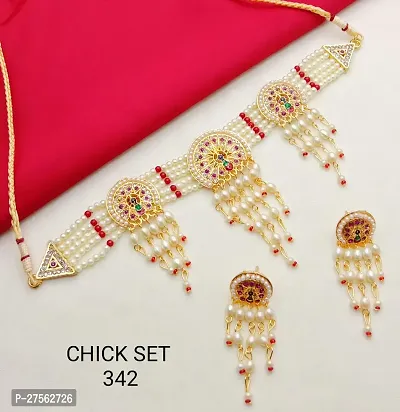 Designer Red Brass Jewellery Set For Women-thumb0