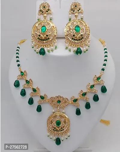 Designer Green Brass Jewellery Set For Women-thumb0