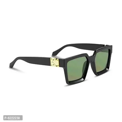 Trendy Black And Green Round Metal Unisex Sunglasses