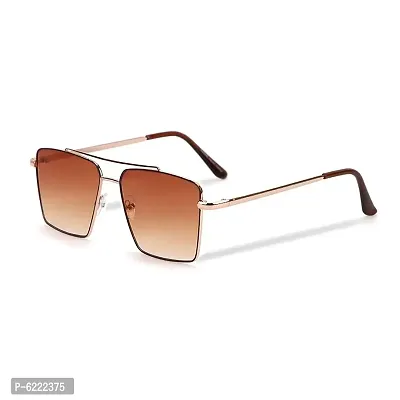 Trendy Golden And Brown Round Metal Unisex Sunglasses