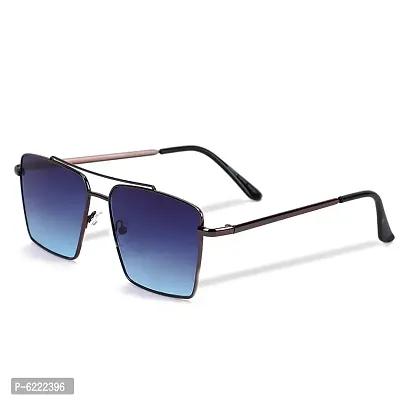 Trendy Black And Blue Round Metal Unisex Sunglasses