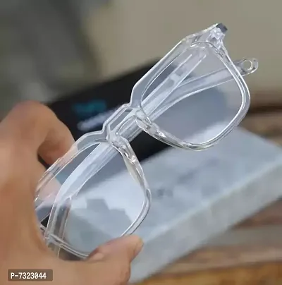 Stylish Transparent  Clear Polycarbonate Square Unisex Sunglasses 221-thumb0