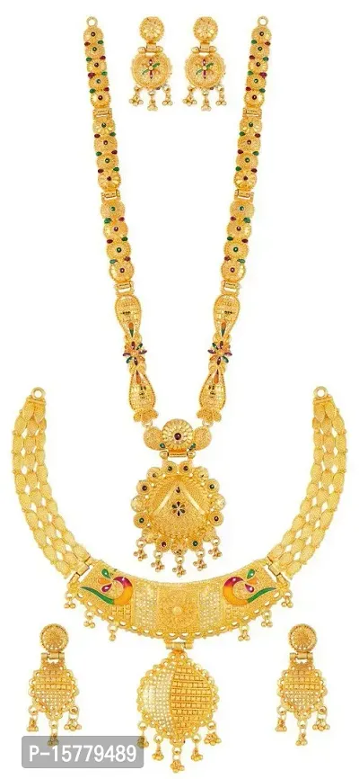 Stylish Golden Brass  Jewellery Set For Women-thumb0