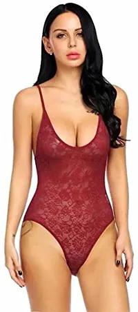 Cotovia Net Printed Above Knee Babydoll Lingerie Night Dress for Women