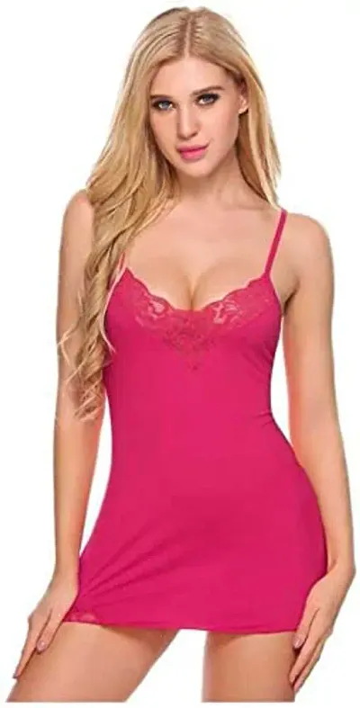 PYXIDIS Viscose Fabric Babydoll/Chemise Dress with Panty for Women and Girls