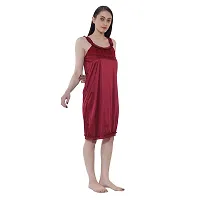 Cotovia Style Satin Blend Soft Sexy Nighty /Maxi Baby Doll for Women Sleep Wear Night & Honeymoon (Medium, Maroon)-thumb2