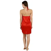 Cotovia Satin Solid Printed Women?s Latest Free Size Babydoll Night Dress with Bra Panty for Women/Girls(Color : Red)-thumb4