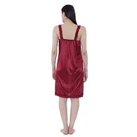 Cotovia Style Satin Blend Soft Sexy Nighty /Maxi Baby Doll for Women Sleep Wear Night & Honeymoon (Small, Maroon)-thumb3