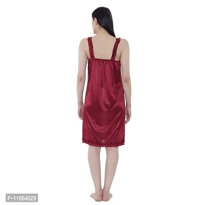 Cotovia Style Satin Blend Soft Sexy Nighty /Maxi Baby Doll for Women Sleep Wear Night & Honeymoon (Small, Maroon)-thumb4