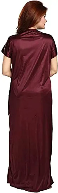 Cotovia Women's Satin Solid Nightwear Set Pack of 2 (BUF-NIGHTY-325_Magenta_Free Size) (Free Size, Maroon)-thumb1