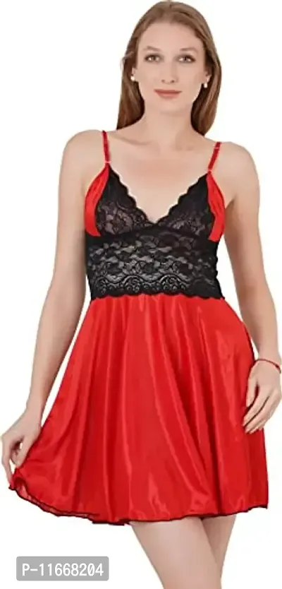 Cotovia Women Solid Babydoll (Free Size, Red)