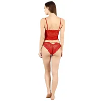 Cotovia Women's Silky Net Lightly Padded Non-Wired Bralette Bra(SFH266_Size :28 to 32) (Free Size, Red)-thumb1