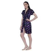 Cotovia Women Nightwear Women and Girls Stylish Polka Dot Print Satin Blend Robe with Satin Bra Panty Set Free Size (Large, Purple)-thumb3