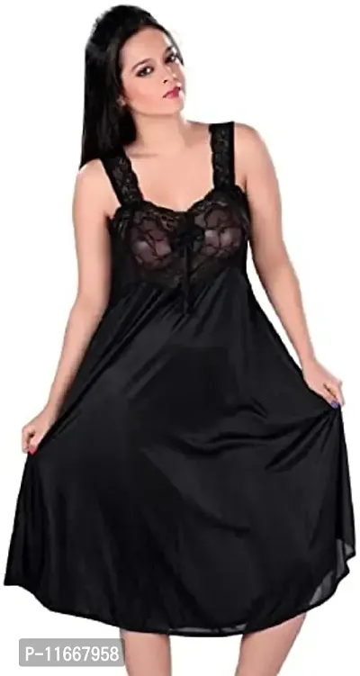 Cotovia Women Solid Babydoll (Free Size, Black)